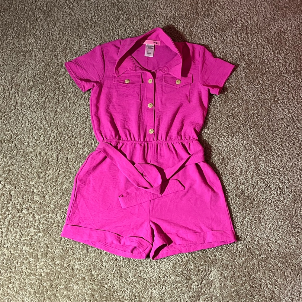 Fuchsia Pink Romper with Strings to tie.
